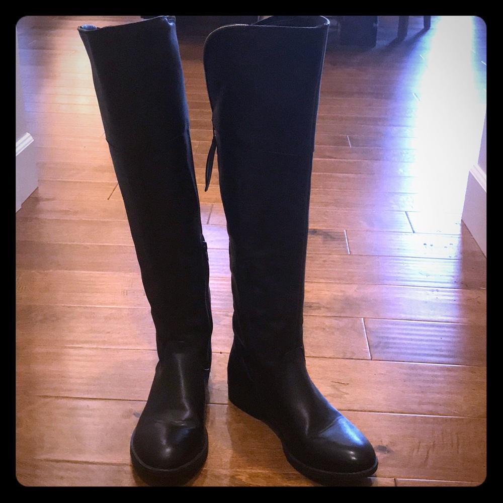 Mossimo Over the knee blk boot EUC w zip back SZ 8